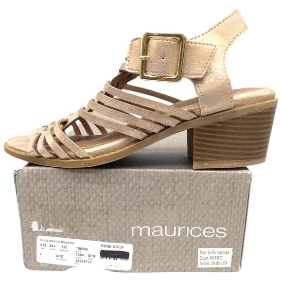 Maurices Emily shimmer block heel sandals Women's 7 Rose Gold - Picture 1 of 5